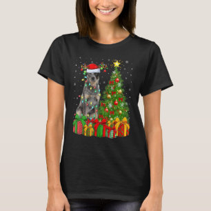 T-shirt Fêtes de Noël Lumières Père Noël Blue Heeler Chien