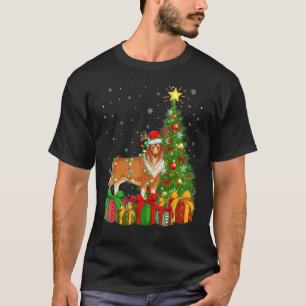 T-shirt Fêtes de Noël Lumières Père Noël Rough Collie Chie