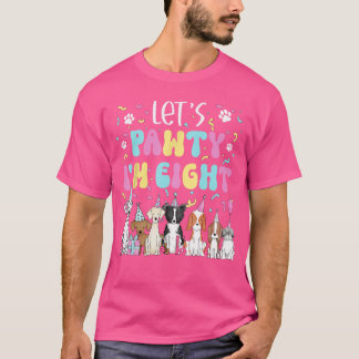 T-shirt Fêtons Mon Huitième Anniversaire Chien Thème Anniv