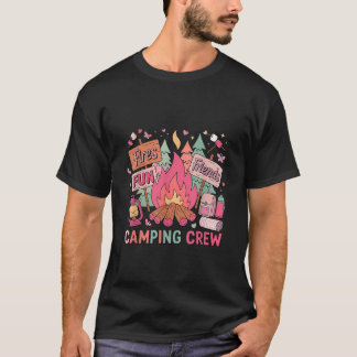 T-shirt Feu Amis Amusement Équipe de Camping Joyeux Campeu