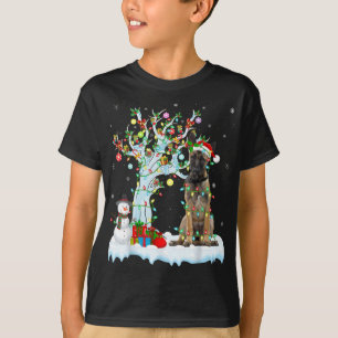 T-shirt Feu d'arbre de Noël Chapeau Chien belge Malinois
