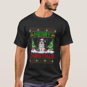 T-shirt Feu d'arbre de Noël Laid Santa Hat Akita Chien Chr