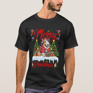 T-shirt Feu d'arbre de Noël Père Noël Bull Terrier Chien C