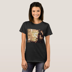 T-shirt Feu d'artifice 15 4 juillet femme chemise noire