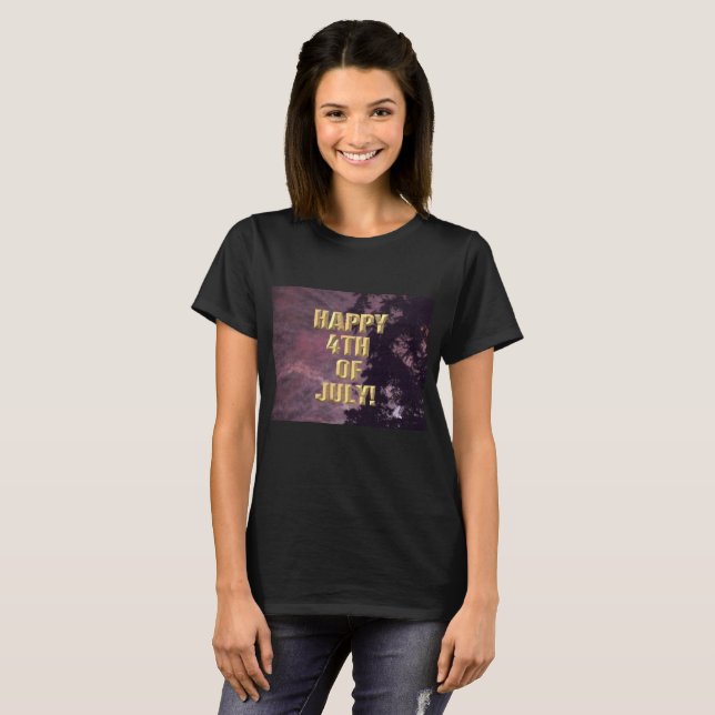 T-shirt Feu d'artifice 16 4 juillet femme chemise noire (Devant entier)