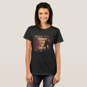 T-shirt Feu d'artifice 20 4 juillet femme chemise noire