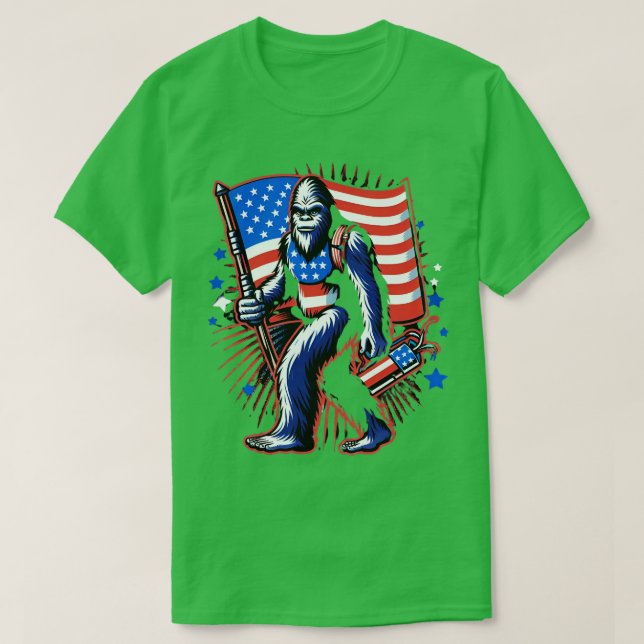 T-shirt Feu d'artifice 4 juillet hommes Sasquatch (Design devant)