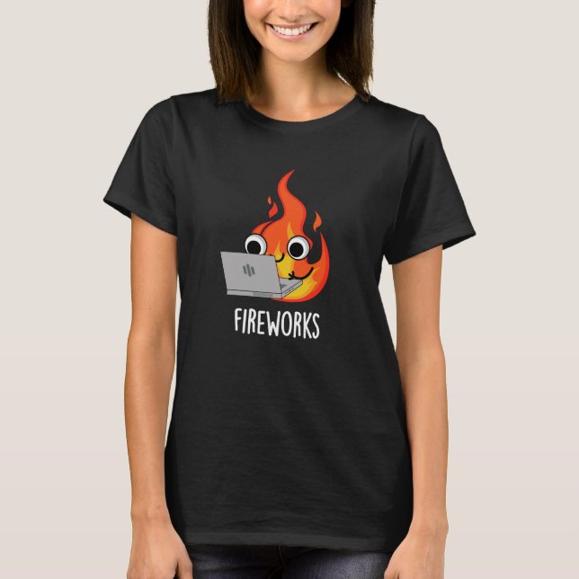 T-shirt Feu d'artifice Funky Fire Flame Pun Dark BG (Devant)