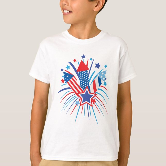 T-shirt Feu d'artifice pour les enfants du 4 juillet  (Devant)