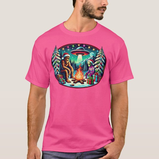 T-shirt Feu De Campagne De Vacances Bigfoot Et Alien Vacan (Devant)