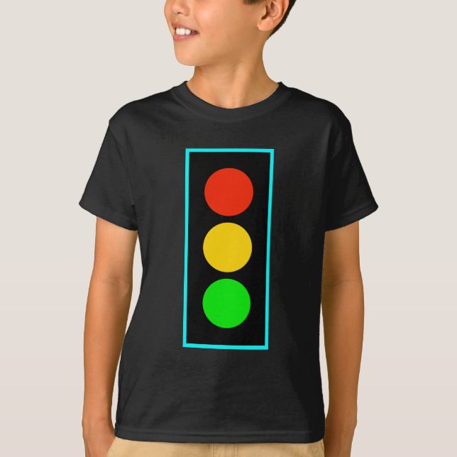 T-shirt Feu de commande avec bordure bleu clair (Devant)