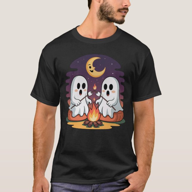 T-shirt Feu de Feu de Fantôme Marshmallows Cute Cosy Hallo (Devant)
