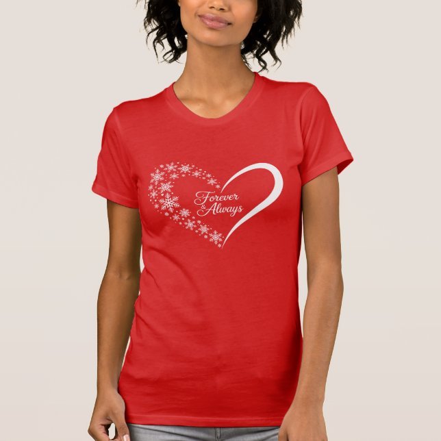 T-shirt Feu de neige Noël Fête de neige Flake Heart (Devant)