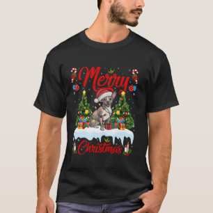 T-shirt Feu de Noël Éclairage Santa Chapeau Chiens mexicai