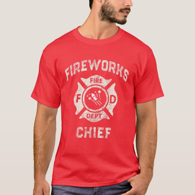 T-shirt FEU Drôle CHEF Pompier Amérique Casquette d'incend (Devant)
