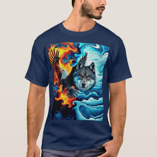 T-shirt Feu et glace - Aigle et Loup