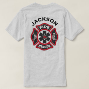 T-shirt Feu et Secourir rouge et noir