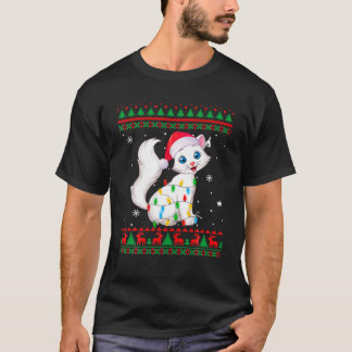 T-shirt Feu moche doux lumières Noël Chat Kitten Amour