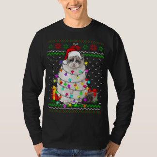 T-shirt Feu moche doux lumières Noël Chat Kitten Amour