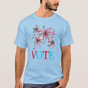 T-shirt Feu Patriotique Rouge Bleu VOTE Jour de l'élection