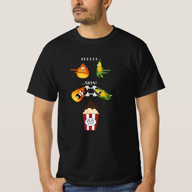 T-shirt Feuer und Mais zu Popcorn, fusion (Devant)