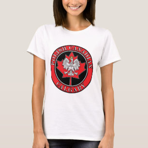 T-shirt Feuille canadienne polonaise ronde de Calgary