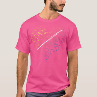 T-shirt Feuille de coeur Musique Clé Flûte transverse