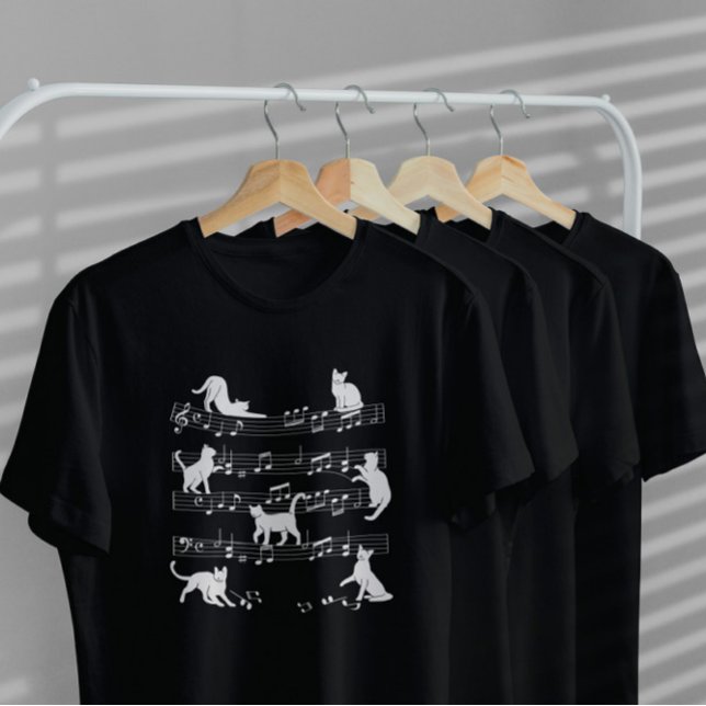 T-shirt Feuille de musique Chat Silhouette (Créateur téléchargé)