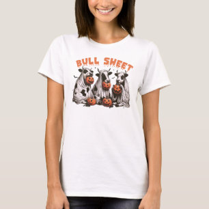 T-shirt Feuille de taureau Drôle Rétro Halloween Vaches Fa
