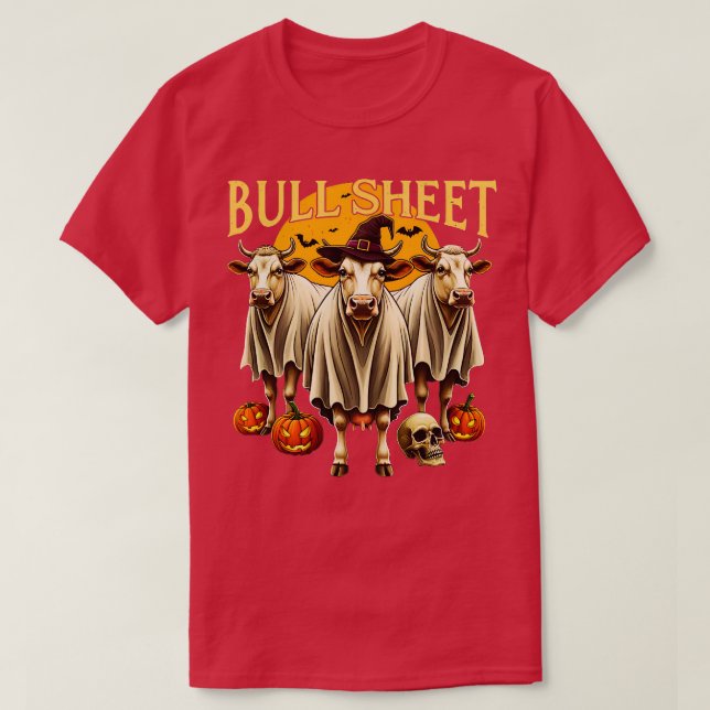T-shirt Feuille de taureaux Drôle Vache Halloween Fantôme (Design devant)