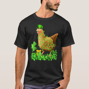 T-shirt Feuille de trèfle irlandais Chapeau de lutin Poule