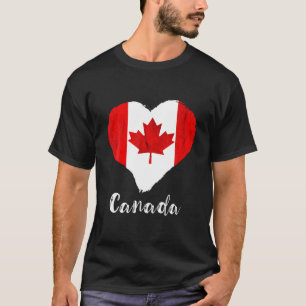 T-shirt Feuille d'érable de coeur vintage Canada Drapeau r