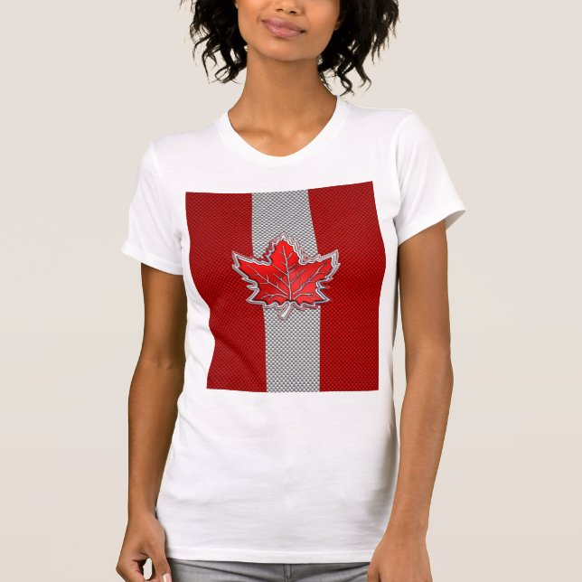 T-shirt Feuille d'érable rouge canadienne en fibre de carb (Devant)