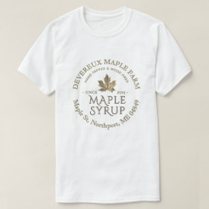 T-shirt Feuille d'or de sirop d'érable à feuilles de bois 