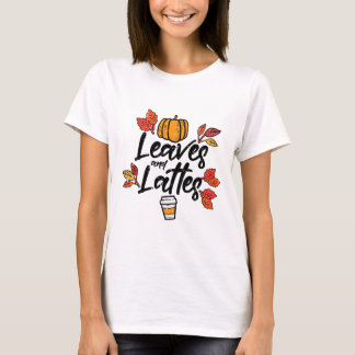T-shirt Feuille Lattes Citrouille Épice Automne Automne Ha