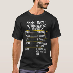 T-shirt Feuille Métal Travailleur Horaire Taux Amusant T-