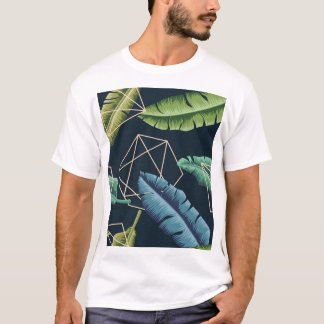 T-shirt Feuilles Abstraits : Ligne Polygonale Sans Couche.