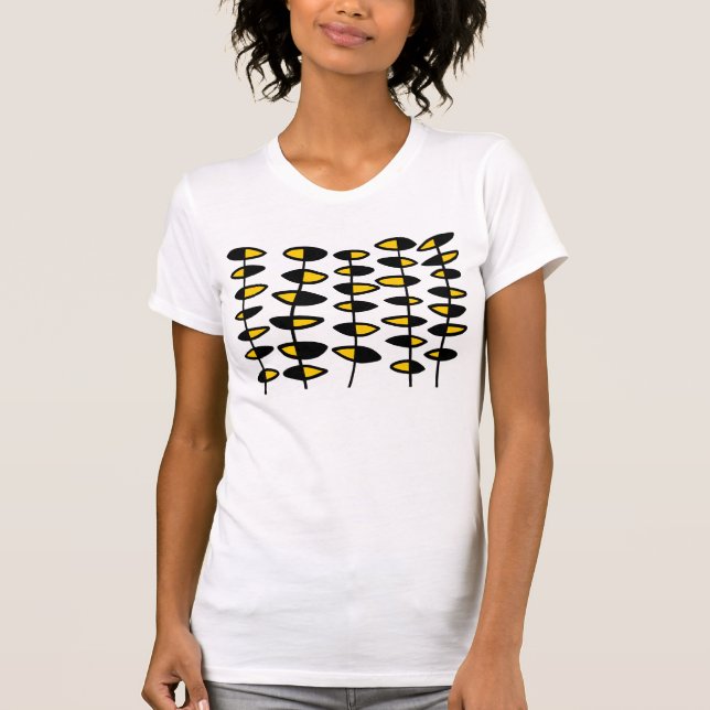 T-shirt Feuilles alternatifs Abstraits - Noir et orange (Devant)