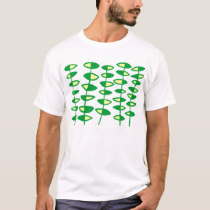 T-shirt Feuilles Alternées Abstrait - Vert et Crème