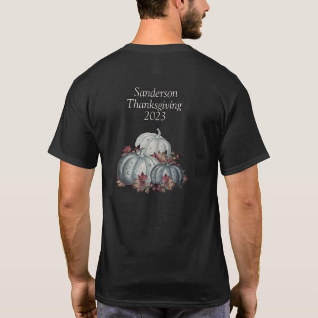 T-shirt Feuilles automnales Citrouille Rustique Bleu (Dos)