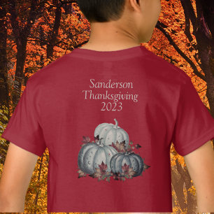 T-shirt Feuilles automnales Citrouille Rustique Bleu