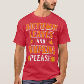 T-shirt Feuilles Automnes Et Citrouilles S'Il Vous Plaît -