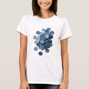 T-shirt Feuilles bleues argentées Texte 3D Art