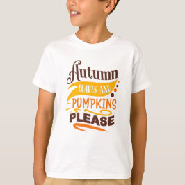 T-shirt Feuilles D'Automne Et Citrouilles S'Il Vous Plaît 