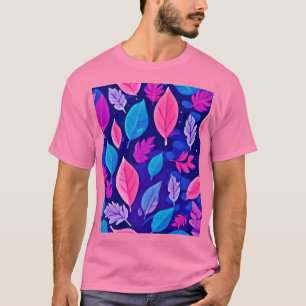T-shirt Feuilles de dessin animé Whimsical : violet et ros