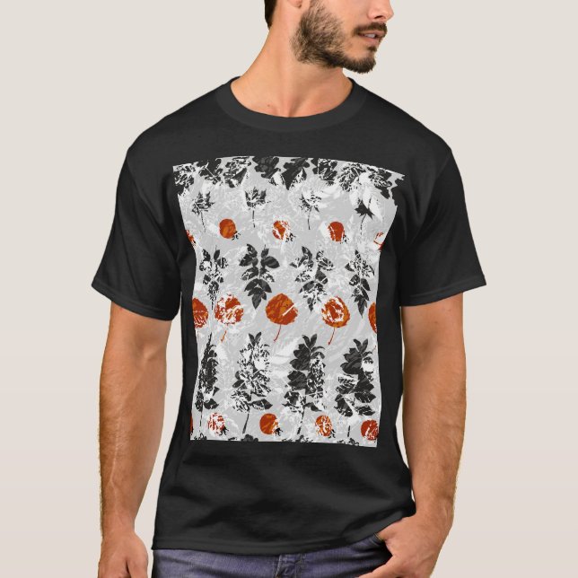 T-shirt Feuilles d'empreinte : motif symétrique sans coutu (Devant)