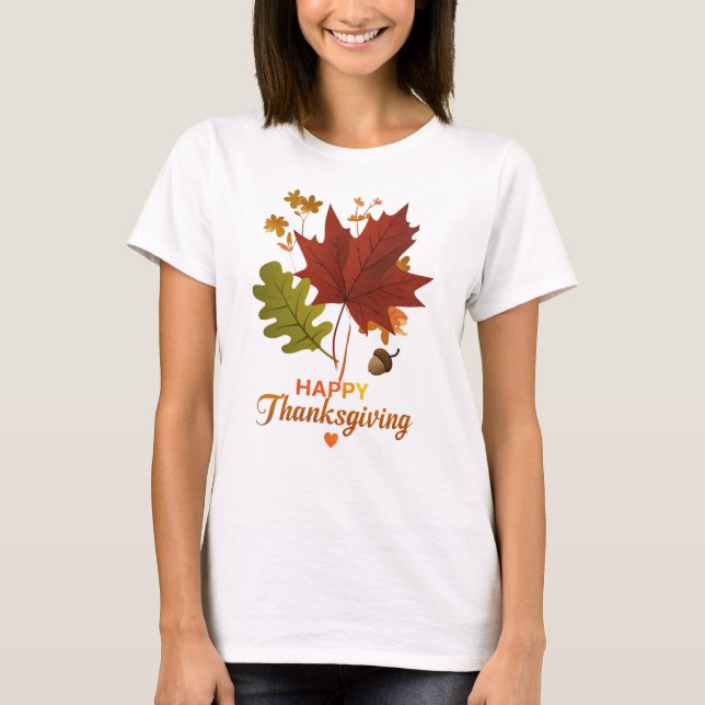 T-shirt Feuilles d'or de Thanksgiving (Devant)