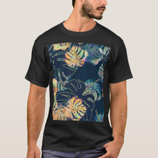 T-shirt Feuilles exotiques peints à la main : motif sans c