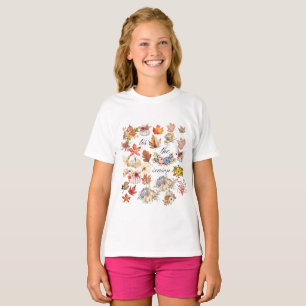 T-shirt Feuilles Florales de Citrouille d'Automne Art
