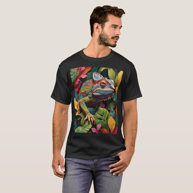T-shirt Feuilles Lizard et couleur (Devant entier)